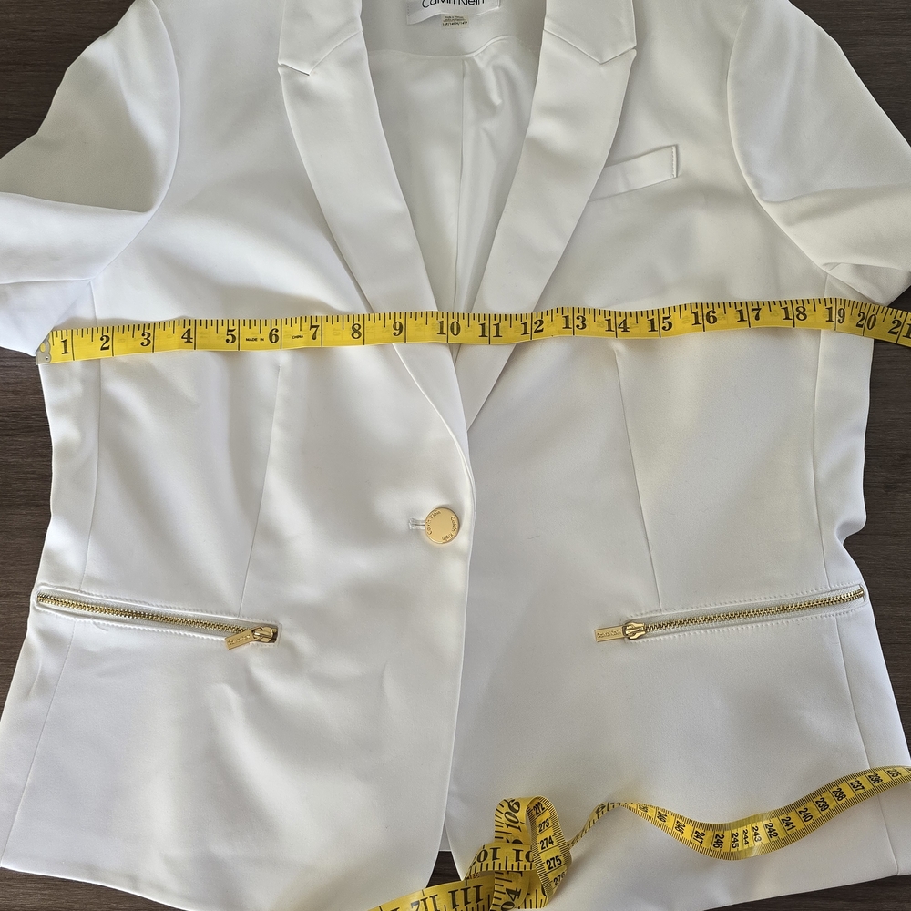 Calvin Klein White Blazer with Gold Details Office Business Workwear Size 14P - Picture 10 of 10